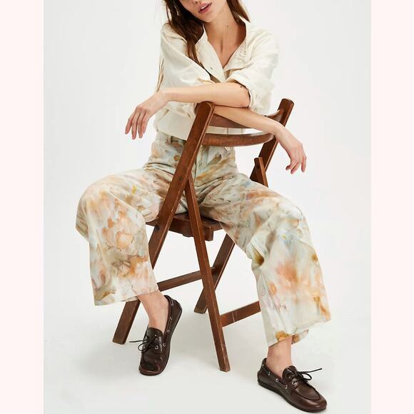 NWT Free People | Riverside Tool & Dye Wide Leg Sailor Pant Jeans Hand Dyed L - Picture 1 of 11